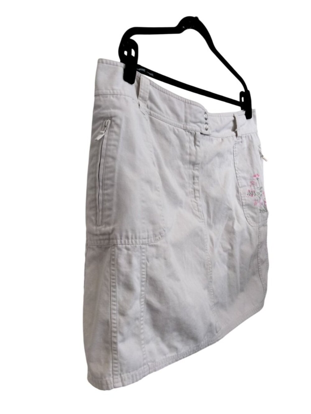 Fashion Bug Plus Size 22W Beige Skort Embroidered Floral Zipper Pockets Skirt - Picture 3 of 10